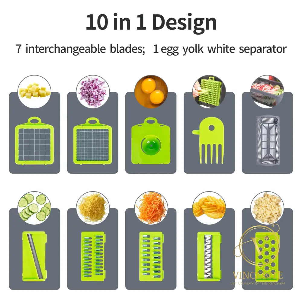 12-In-1 Multifunctionele Groentesnijder Met Opvangmandje - Fruit Aardappel Wortel Hakker En Meer 1