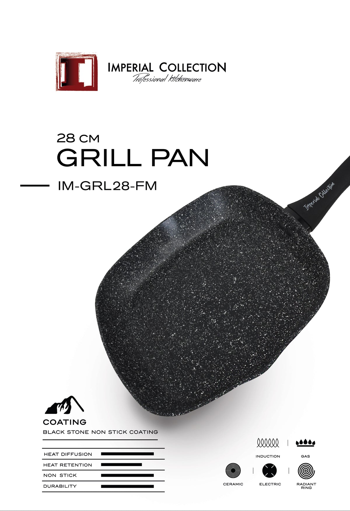 Imperial Collection 28cm marmeren gecoate grillpan